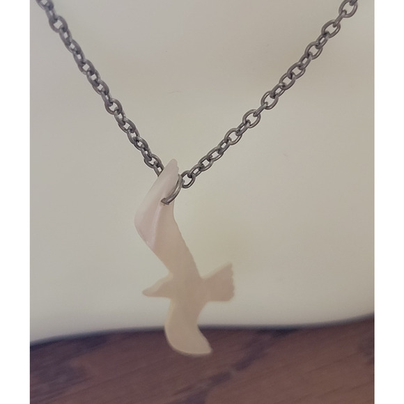 Vtg Estate Bracelet & Necklace Cut Shell Dove Birds Beach Jewelry Set Lot of 2 - Picture 4 of 9